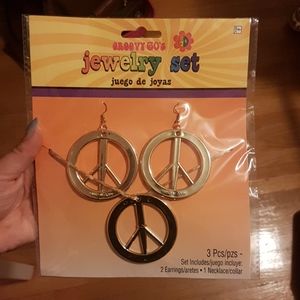 Peace sign necklace and earrings